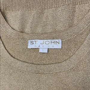 St. John Metallic Gold Shimmer Sleeveless Tank Women’s Camisole Blouse Top Shirt